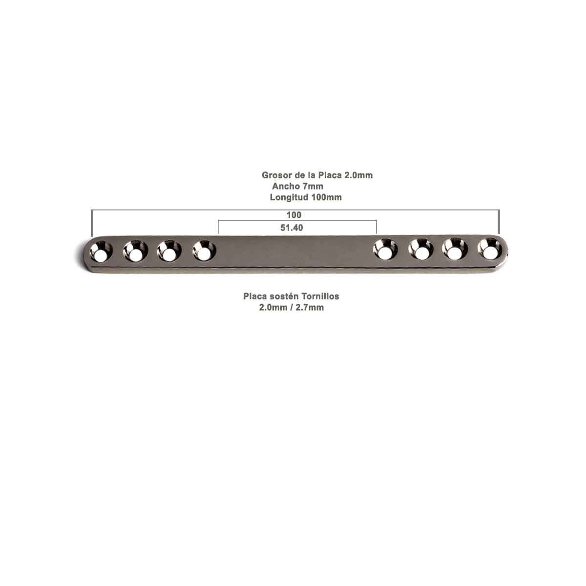 Placca Sostén 2.0mm 8 fori